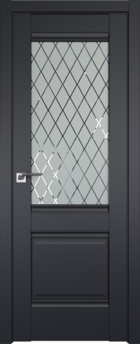 Межкомнатная дверь 2U Черный матовый стекло Ромб    Profil Doors