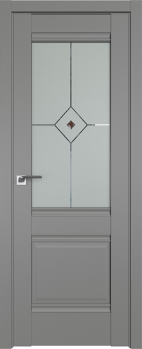 Межкомнатная дверь 2U Грей стекло Узор матовое с коричневым фьюзингом(ромб)    Profil Doors