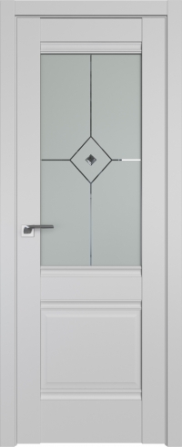 Межкомнатная дверь 2U Манхэттен стекло Узор матовое с прозрачным фьюзингом(ромб)    Profil Doors