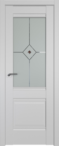 Межкомнатная дверь 2U Манхэттен стекло Узор матовое с коричневым фьюзингом(ромб)    Profil Doors